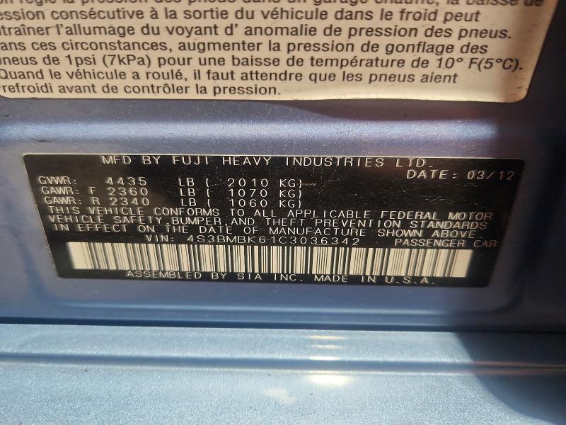 Aukcja sprzedaży 2012 Subaru Legacy, vin: 4S3BMBK61C3036342, numer aukcji: 67381816