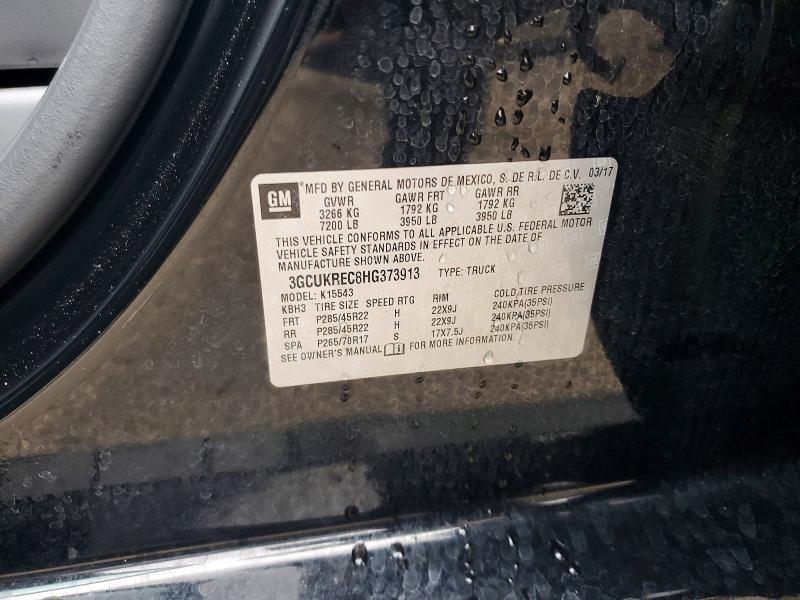Aukcja sprzedaży 2017 Chevrolet Silverado, vin: 3GCUKREC8HG373913, numer aukcji: 70333426