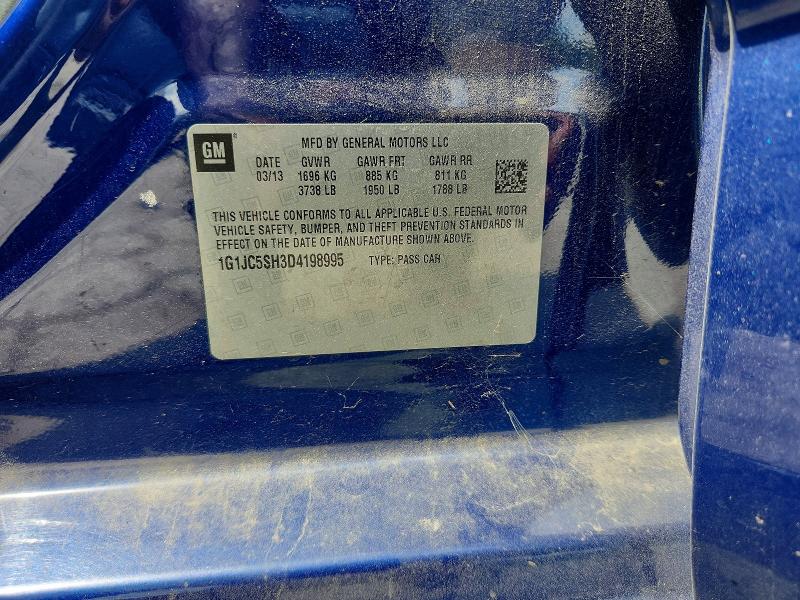 67921226 :رقم المزاد ، 1G1JC5SH3D4198995 vin ، 2013 Chevrolet Sonic مزاد بيع