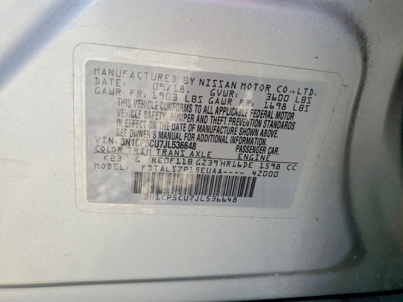 Auction sale of the 2018 Nissan Kicks, vin: 3N1CP5CU7JL536648, lot number: 70651026