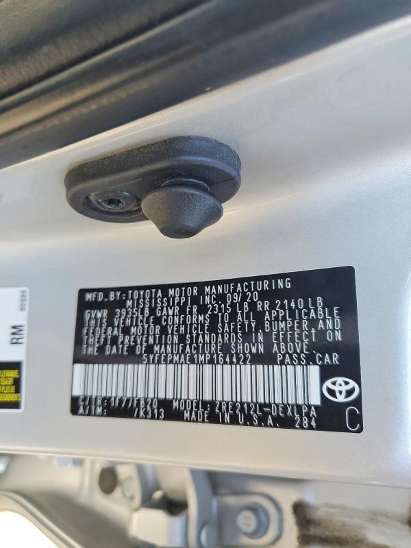 69412976 :رقم المزاد ، 5YFEPMAE1MP164422 vin ، 2021 Toyota Corolla مزاد بيع