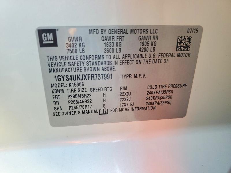 2015 Cadillac Escalade მანქანა იყიდება აუქციონზე, vin: 1GYS4UKJXFR737991, აუქციონის ნომერი: 68867436