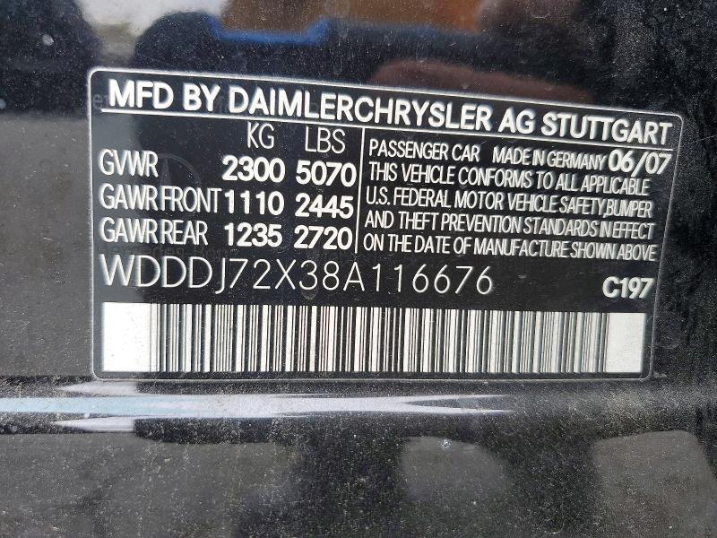 Aukcja sprzedaży 2008 Mercedes-benz Cls, vin: WDDDJ72X38A116676, numer aukcji: 67714856