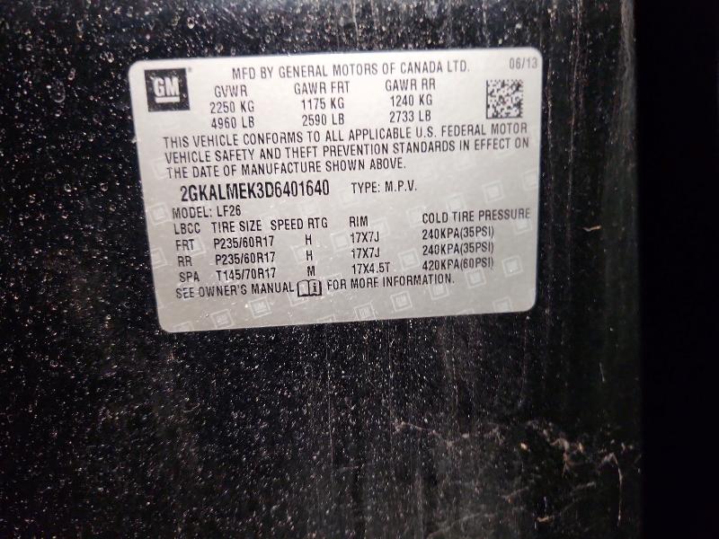 Aukcja sprzedaży 2013 Gmc Terrain, vin: 2GKALMEK3D6401640, numer aukcji: 69406826