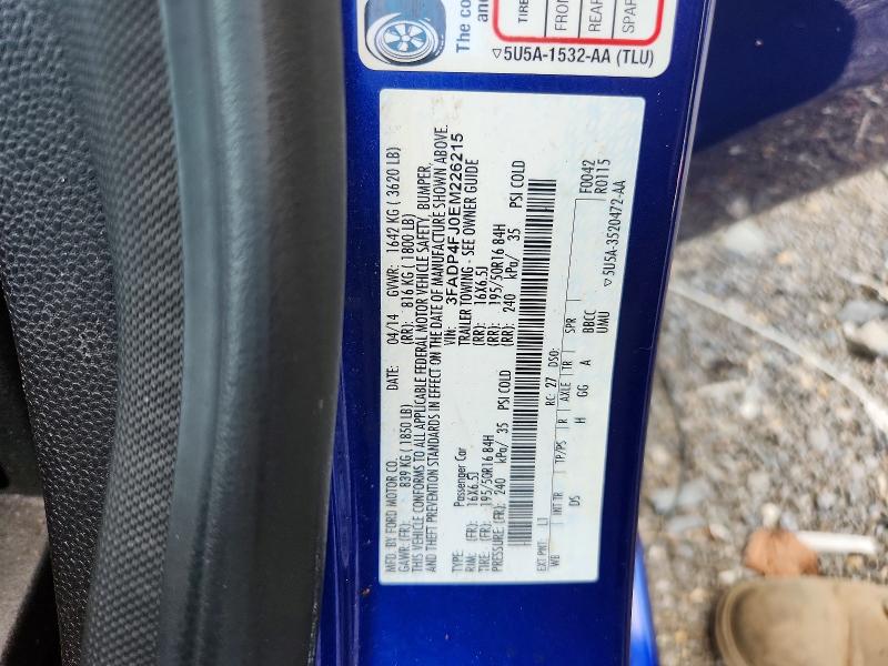 68623336 :رقم المزاد ، 3FADP4FJ0EM226215 vin ، 2014 Ford Fiesta مزاد بيع