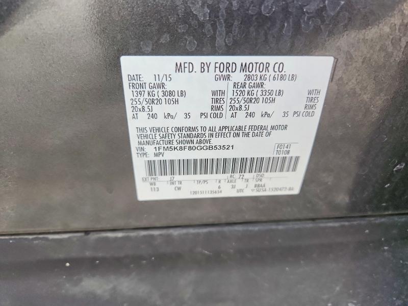Aukcja sprzedaży 2016 Ford Explorer, vin: 1FM5K8F80GGB53521, numer aukcji: 68657906