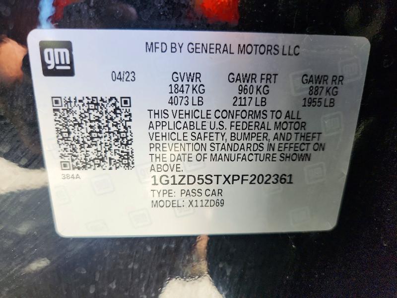 70648446 :رقم المزاد ، 1G1ZD5STXPF202361 vin ، 2023 Chevrolet Malibu مزاد بيع