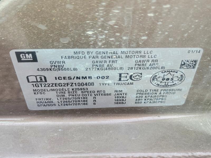 Продаж на аукціоні авто 2015 Gmc Sierra, vin: 1GT22ZEG2FZ100408, номер лоту: 67921626