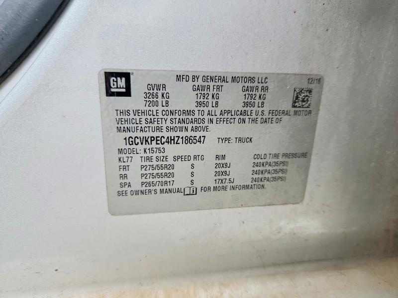 Продаж на аукціоні авто 2017 Chevrolet Silverado, vin: 1GCVKPEC4HZ186547, номер лоту: 68364436