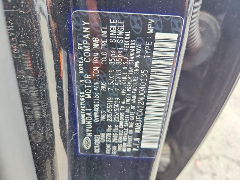 Aukcja sprzedaży 2022 Hyundai Tucson, vin: KM8JFCA12NU040135, numer aukcji: 70901106
