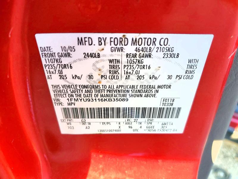 67872086 :رقم المزاد ، 1FMYU93116KB35089 vin ، 2006 Ford Escape مزاد بيع