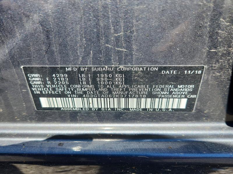 Продаж на аукціоні авто 2019 Subaru Impreza, vin: 4S3GTAD62K3717818, номер лоту: 67723096