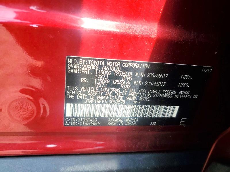 Продаж на аукціоні авто 2020 Toyota Rav4, vin: JTMP1RFV1LD053578, номер лоту: 68235496