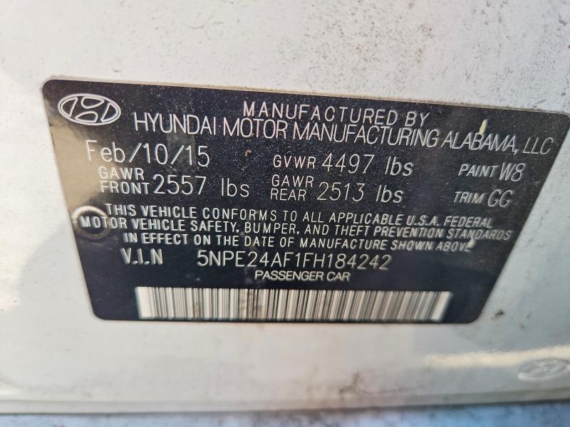 69961306 :رقم المزاد ، 5NPE24AF1FH184242 vin ، 2015 Hyundai Sonata مزاد بيع