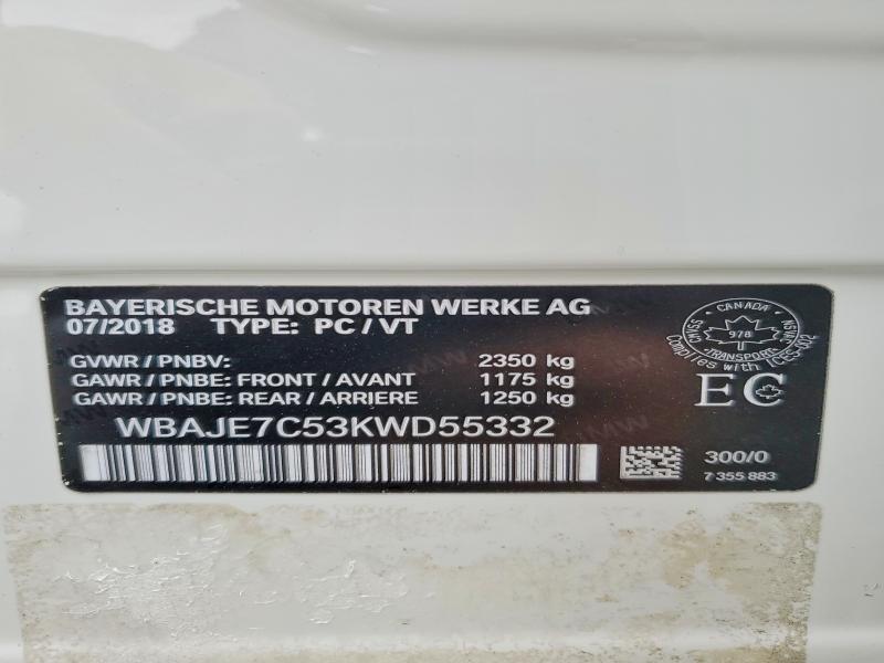 69991446 :رقم المزاد ، WBAJE7C53KWD55332 vin ، 2019 Bmw 540 مزاد بيع