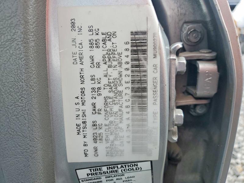 69961036 :رقم المزاد ، 4A3AA46G73E200486 vin ، 2003 Mitsubishi Galant مزاد بيع