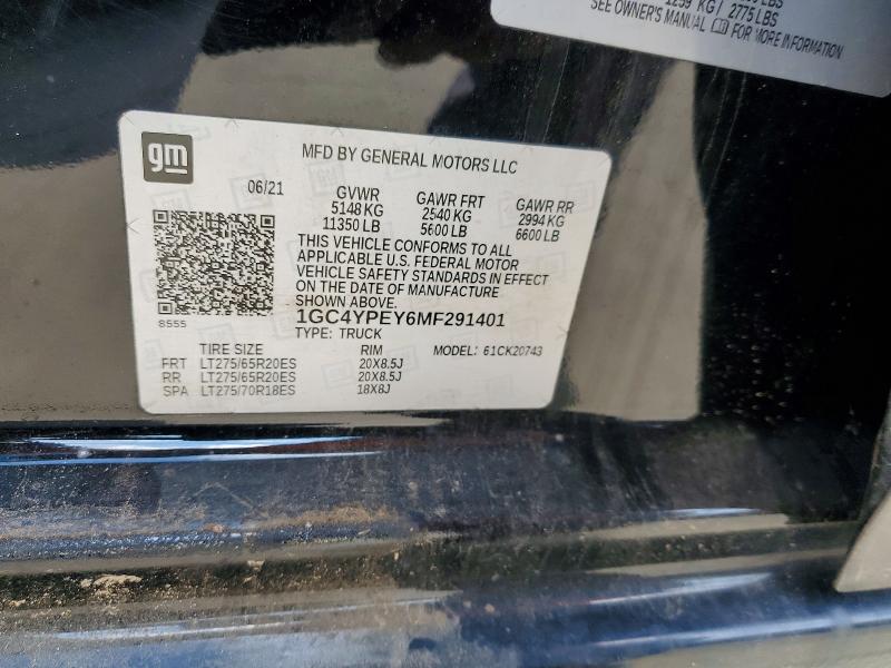 70805056 :رقم المزاد ، 1GC4YPEY6MF291401 vin ، 2021 Chevrolet Silverado مزاد بيع