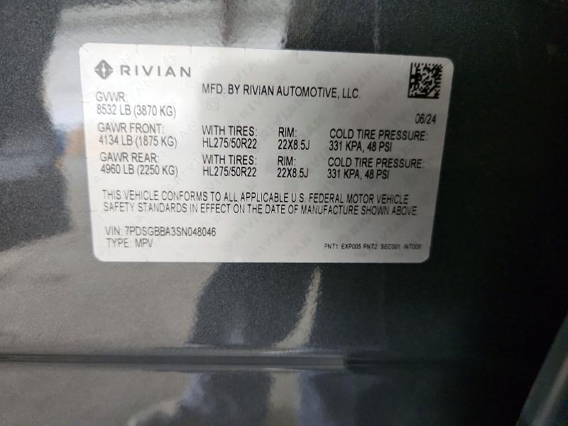 Продажа на аукционе авто 2025 Rivian R1s, vin: 7PDSGBBA3SN048046, номер лота: 66964086