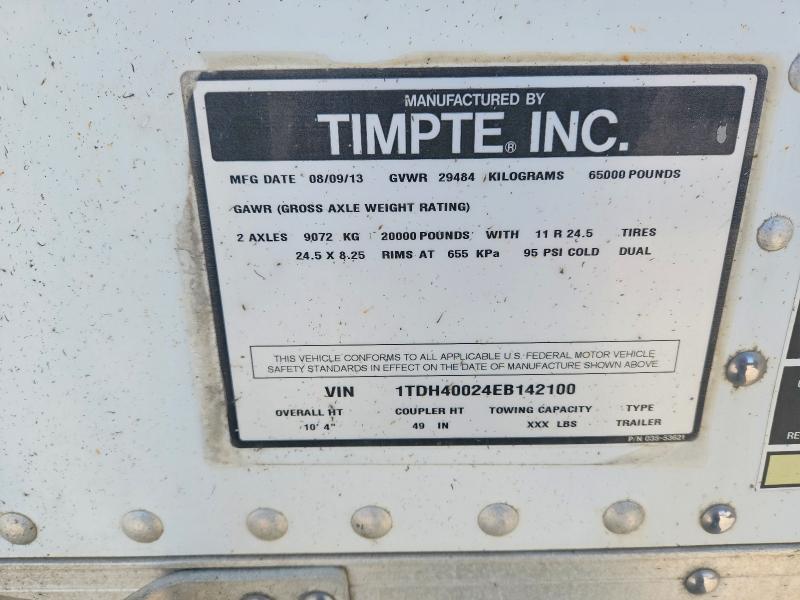 2014 Timpte Unknown მანქანა იყიდება აუქციონზე, vin: 1TDH40024EB142100, აუქციონის ნომერი: 67267616