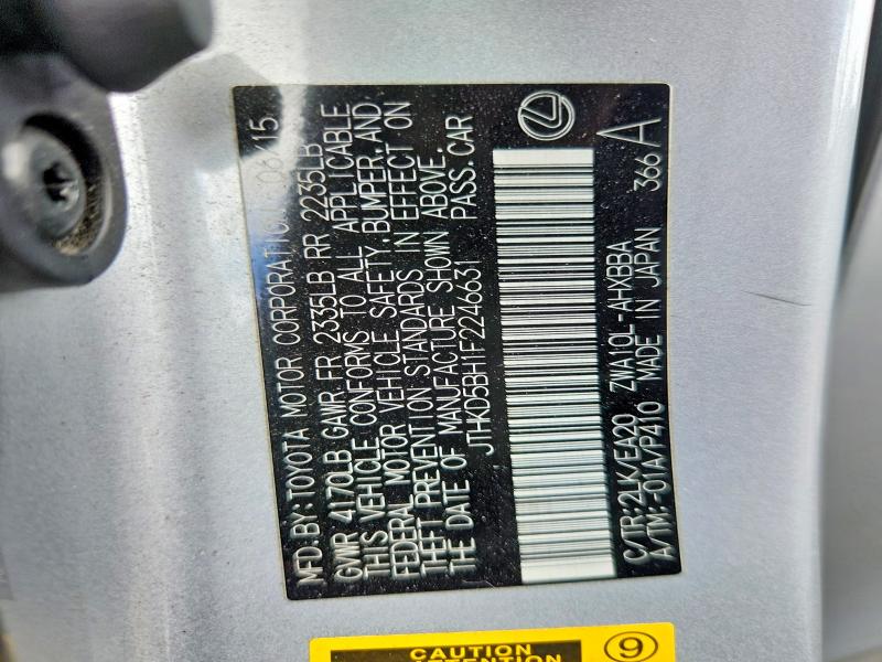 67073186 :رقم المزاد ، JTHKD5BH1F2246631 vin ، 2015 Lexus Ct مزاد بيع