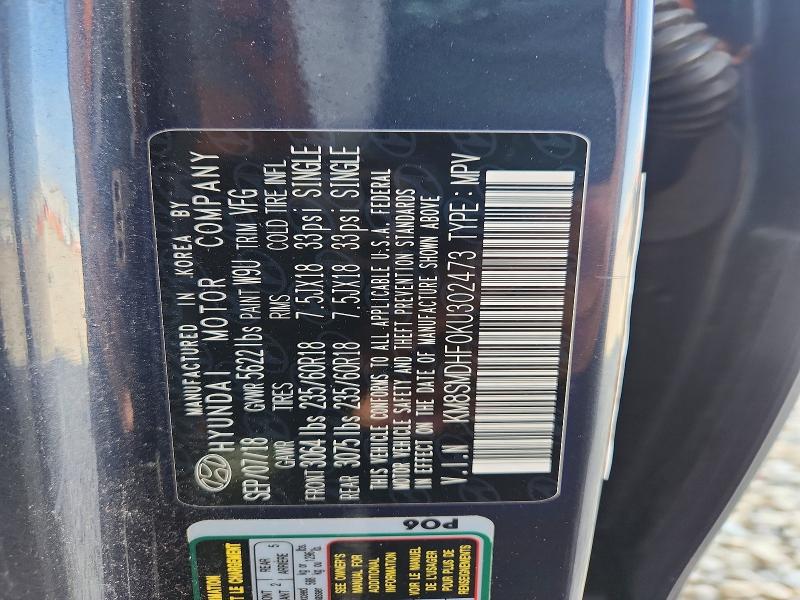 Aukcja sprzedaży 2019 Hyundai Santa Fe Xl, vin: KM8SMDHF0KU302473, numer aukcji: 68549386