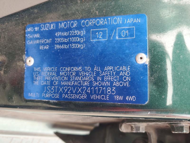 Aukcja sprzedaży 2002 Suzuki Xl7, vin: JS3TX92VX24117183, numer aukcji: 70228626