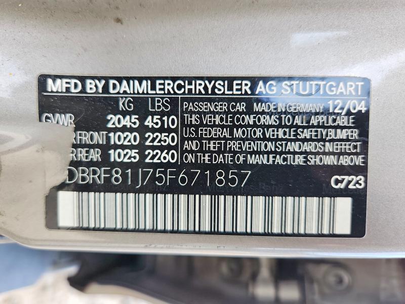 Продажа на аукционе авто 2005 Mercedes-benz C, vin: WDBRF81J75F671857, номер лота: 68845566