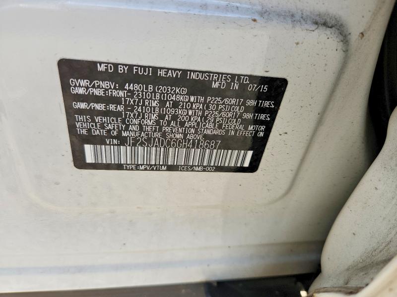 Продажа на аукционе авто 2016 Subaru Forester, vin: JF2SJADC6GH418687, номер лота: 70526406