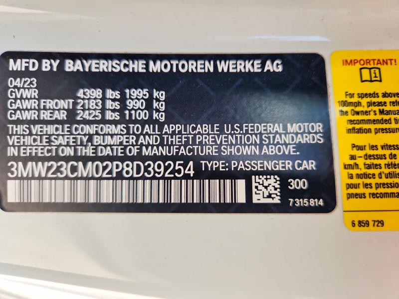 Aukcja sprzedaży 2023 Bmw 230i, vin: 3MW23CM02P8D39254, numer aukcji: 67174116