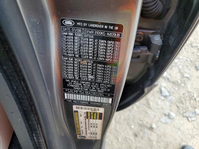 2008 Land Rover Range Rover მანქანა იყიდება აუქციონზე, vin: SALMF15418A280284, აუქციონის ნომერი: 71180076