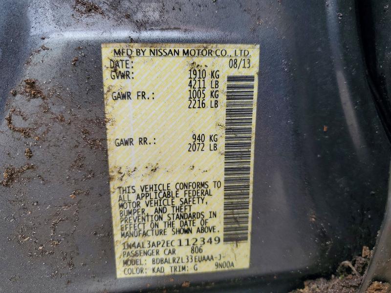 68091466 :رقم المزاد ، 1N4AL3AP2EC112349 vin ، 2014 Nissan Altima مزاد بيع