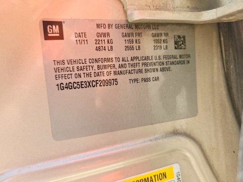 Aukcja sprzedaży 2012 Buick Lacrosse, vin: 1G4GC5E3XCF209975, numer aukcji: 69549886