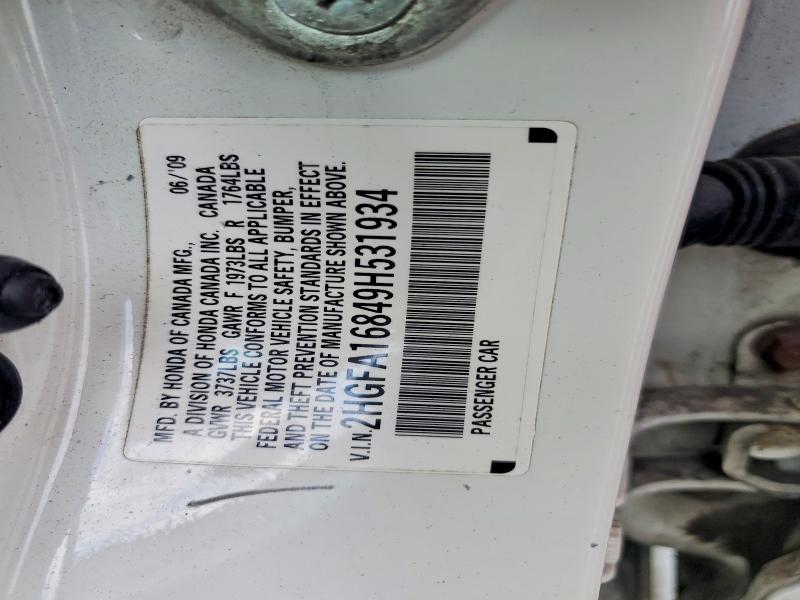 Продаж на аукціоні авто 2009 Honda Civic, vin: 2HGFA16849H531934, номер лоту: 67903286