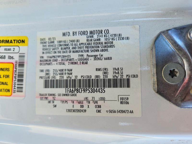 2023 Ford Mustang მანქანა იყიდება აუქციონზე, vin: 1FA6P8CF9P5304435, აუქციონის ნომერი: 67740186
