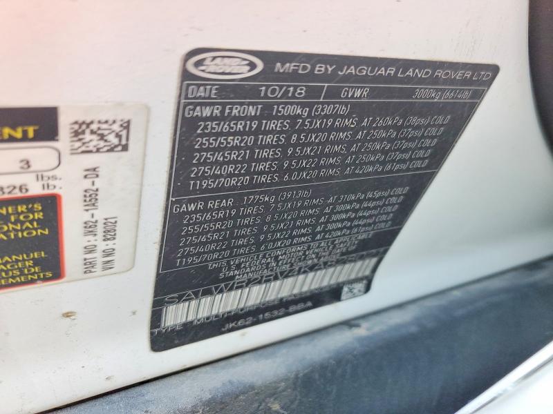 2019 Land Rover Range Rover Sport მანქანა იყიდება აუქციონზე, vin: SALWR2RV4KA828021, აუქციონის ნომერი: 68043086