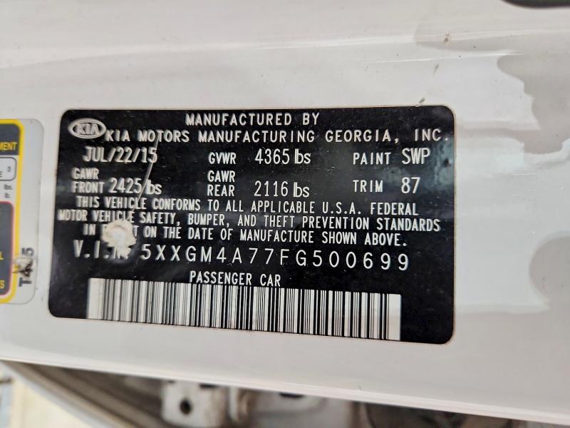 Auction sale of the 2015 Kia Optima, vin: 5XXGM4A77FG500699, lot number: 70625226