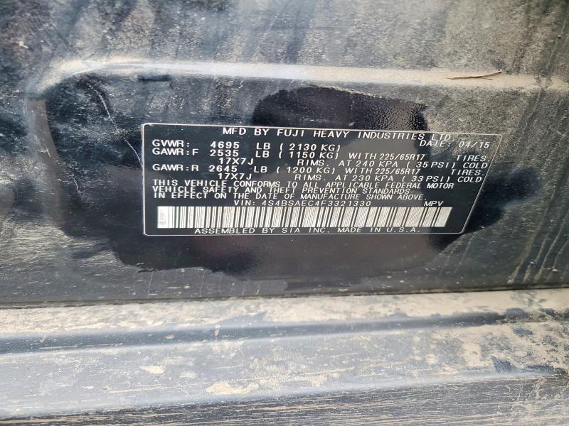 2015 Subaru Outback მანქანა იყიდება აუქციონზე, vin: 4S4BSAEC4F3321330, აუქციონის ნომერი: 70075426