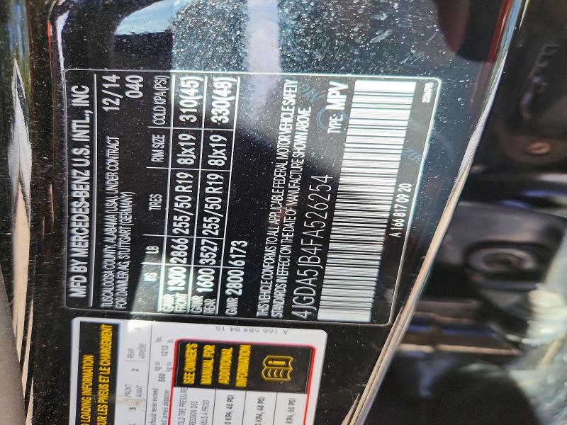 Продаж на аукціоні авто 2015 Mercedes-benz Ml, vin: 4JGDA5JB4FA526254, номер лоту: 70477596