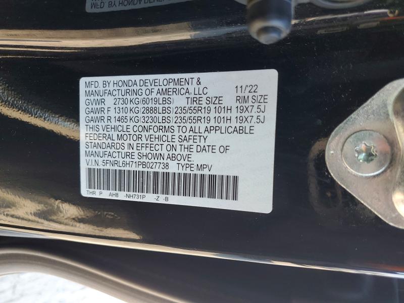 Продаж на аукціоні авто 2023 Honda Odyssey, vin: 5FNRL6H71PB027738, номер лоту: 70291216