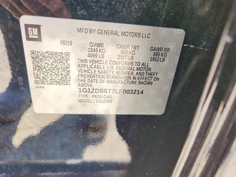 Aukcja sprzedaży 2020 Chevrolet Malibu, vin: 1G1ZD5ST7LF003214, numer aukcji: 69294896
