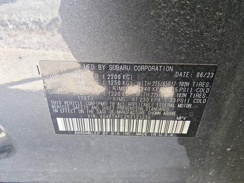 Aukcja sprzedaży 2024 Subaru Outback, vin: 4S4BTAFC2R3131235, numer aukcji: 66050686