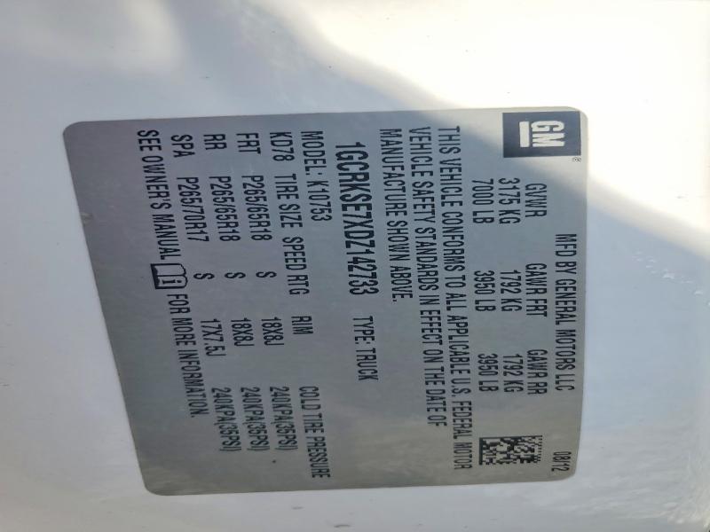 68201486 :رقم المزاد ، 1GCRKSE7XDZ142733 vin ، 2013 Chevrolet Silverado مزاد بيع