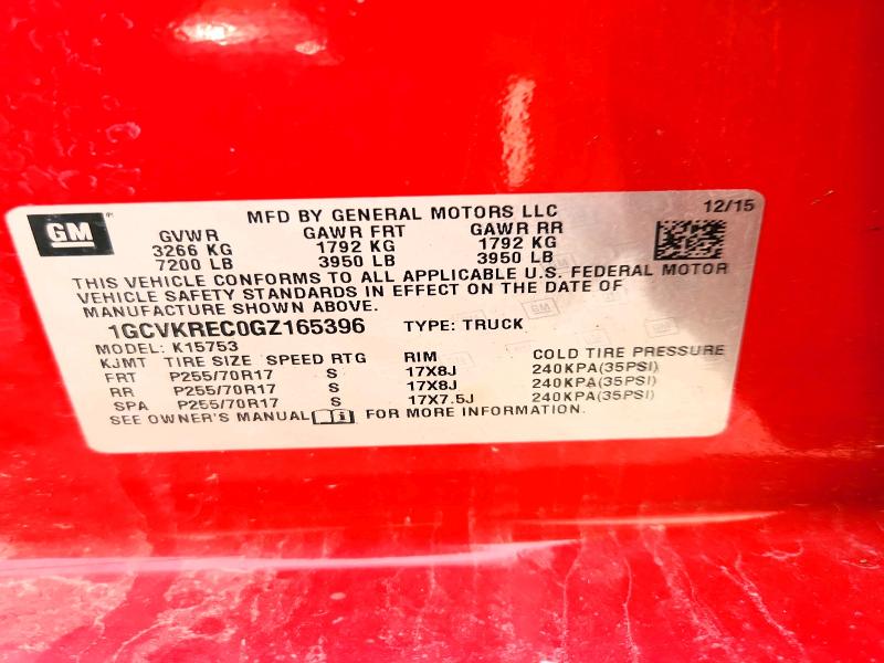 Продажа на аукционе авто 2016 Chevrolet Silverado, vin: 1GCVKREC0GZ165396, номер лота: 67703976