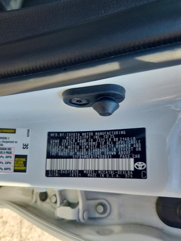 Aukcja sprzedaży 2026 Toyota Corolla, vin: 5YFB4MDE8TP400831, numer aukcji: 68685926