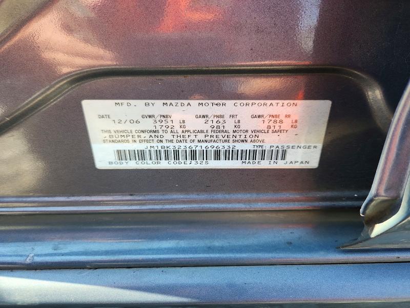 Aukcja sprzedaży 2007 Mazda 3, vin: JM1BK323671696332, numer aukcji: 67528426