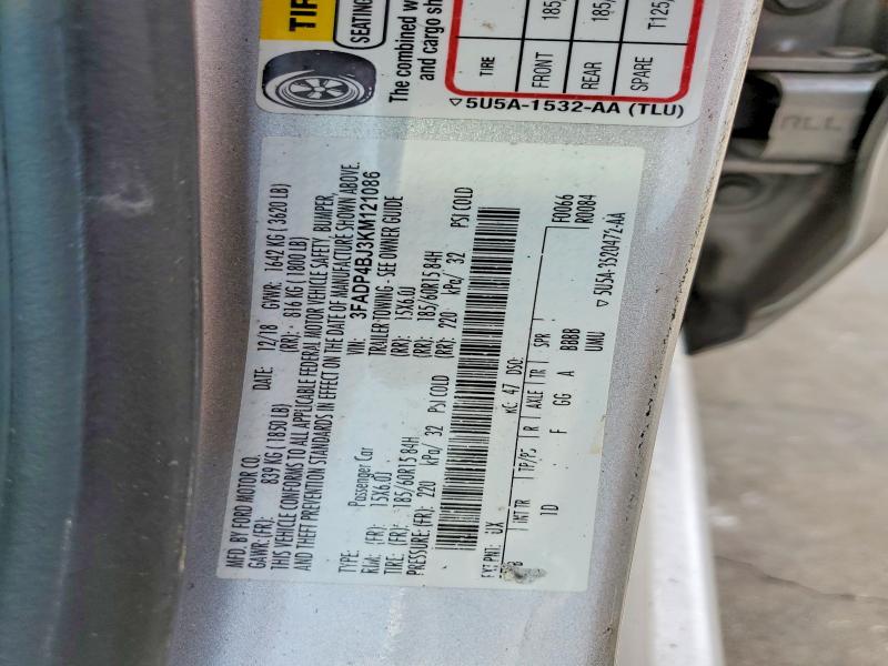 Продаж на аукціоні авто 2019 Ford Fiesta, vin: 3FADP4BJ3KM121086, номер лоту: 69559066