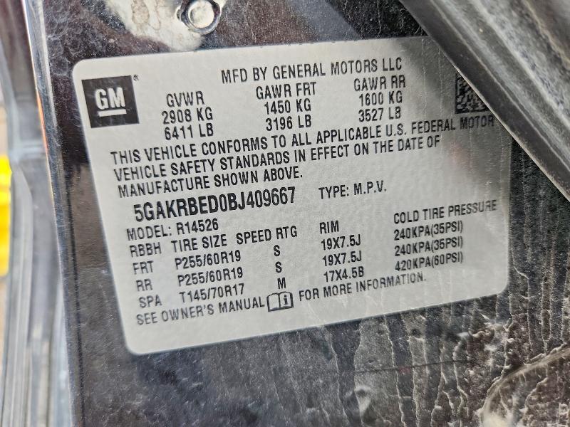 Продаж на аукціоні авто 2011 Buick Enclave, vin: 5GAKRBED0BJ409667, номер лоту: 69106086