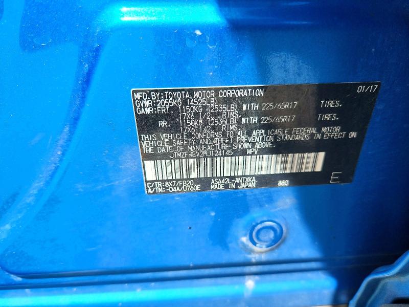 2017 Toyota Rav4 მანქანა იყიდება აუქციონზე, vin: JTMZFREV2HJ124145, აუქციონის ნომერი: 67508666