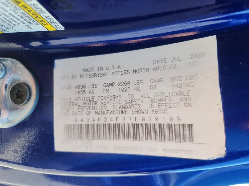 Продажа на аукционе авто 2007 Mitsubishi Eclipse, vin: 4A3AK24F27E020169, номер лота: 66941116