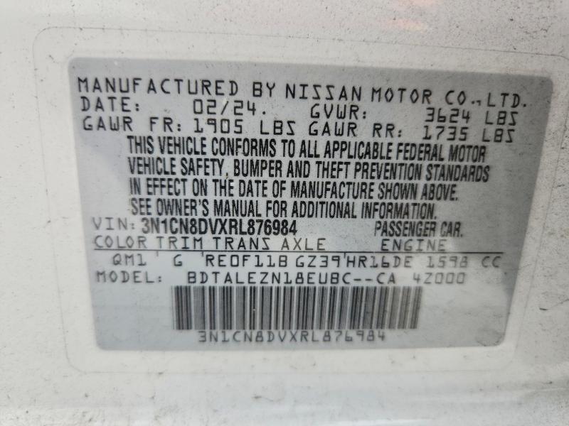 Aukcja sprzedaży 2024 Nissan Versa, vin: 3N1CN8DVXRL876984, numer aukcji: 67674986